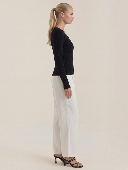 Michelle Ribbed V Neck Sweater