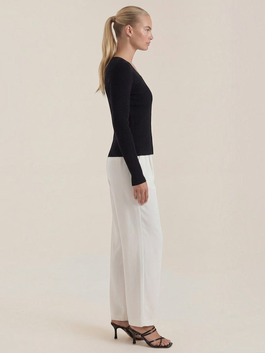 Michelle Ribbed V Neck Sweater
