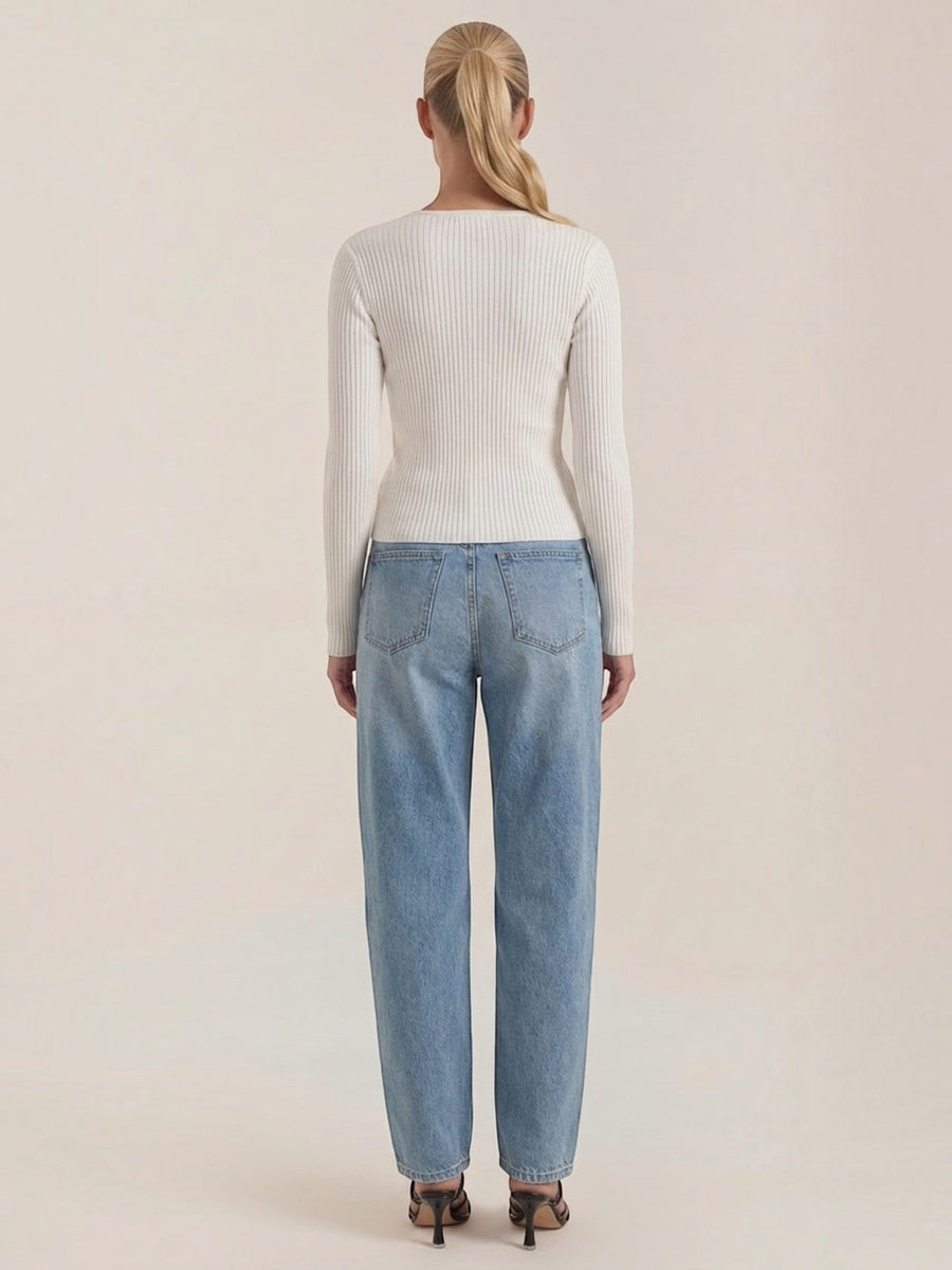 Michelle Ribbed V Neck Sweater