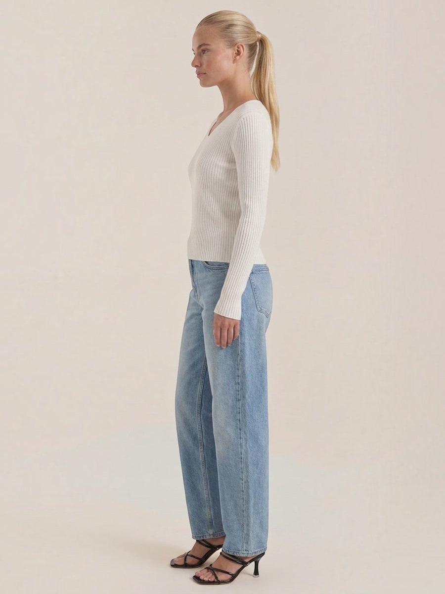 Michelle Ribbed V Neck Sweater