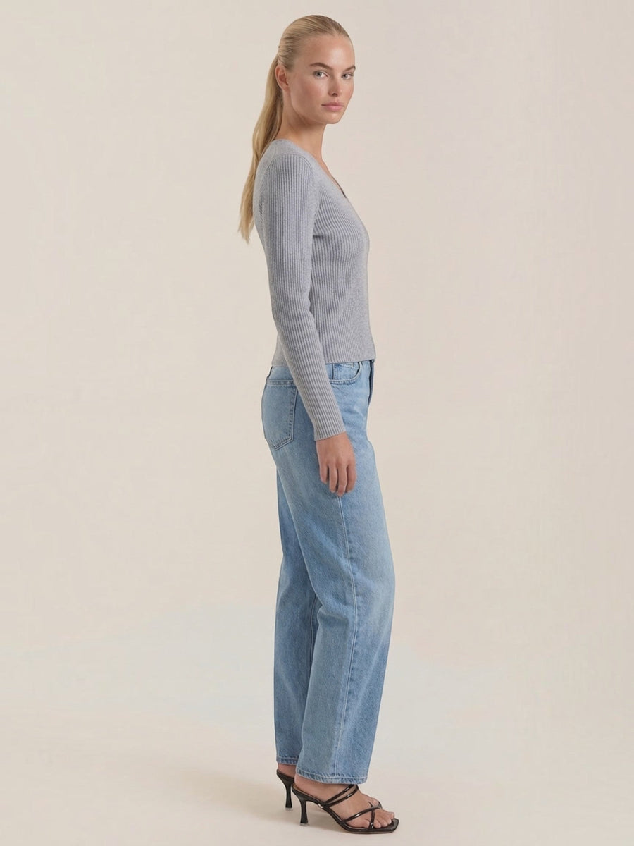 Michelle Ribbed V Neck Sweater