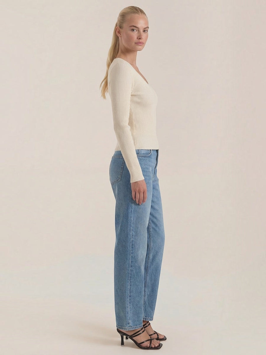 Michelle Ribbed V Neck Sweater