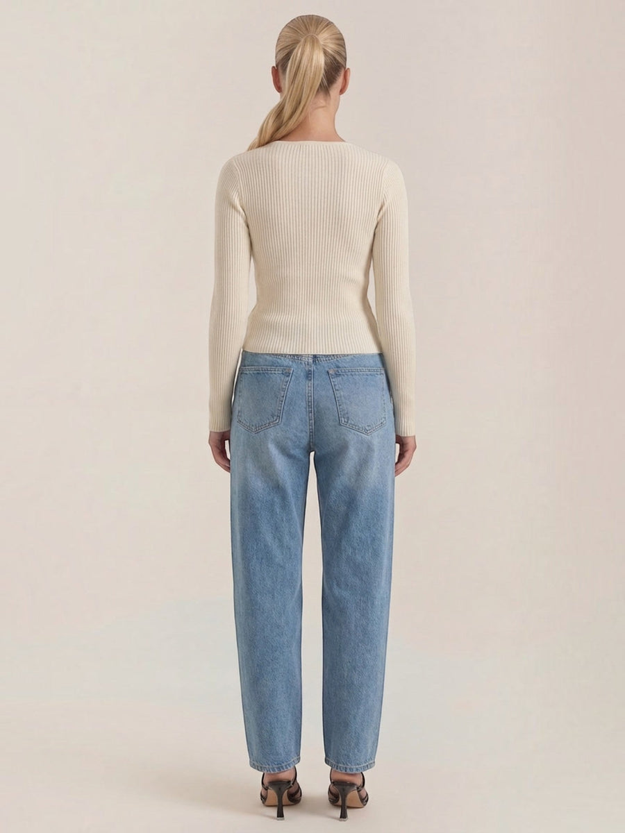 Michelle Ribbed V Neck Sweater