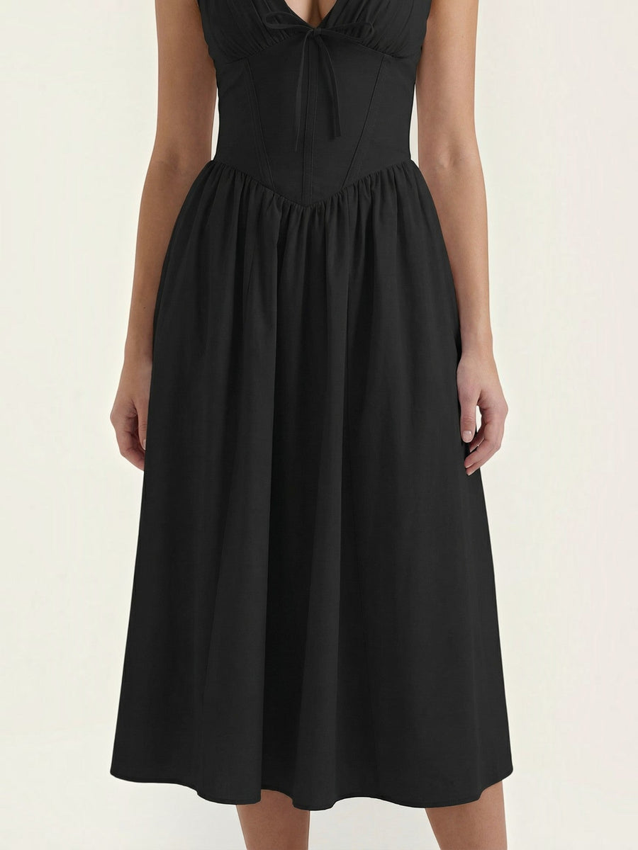 Cassiopeia Corset Style V Neck Midi Sundress