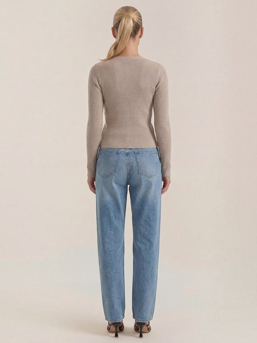 Michelle Ribbed V Neck Sweater