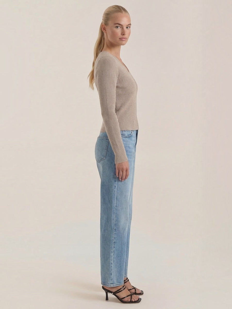 Michelle Ribbed V Neck Sweater