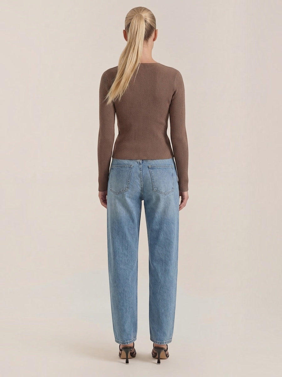 Michelle Ribbed V Neck Sweater