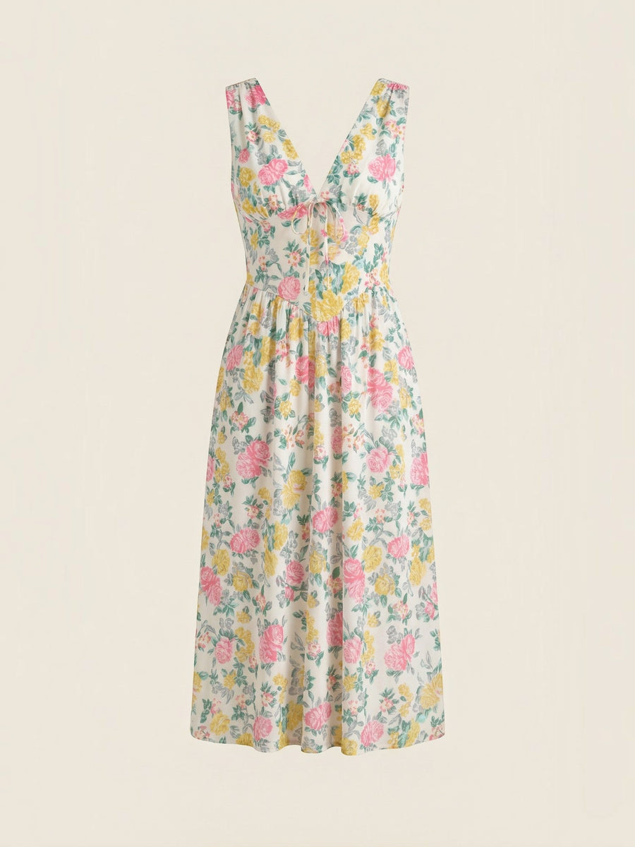 Cassiopeia Corset Style V Neck Midi Sundress