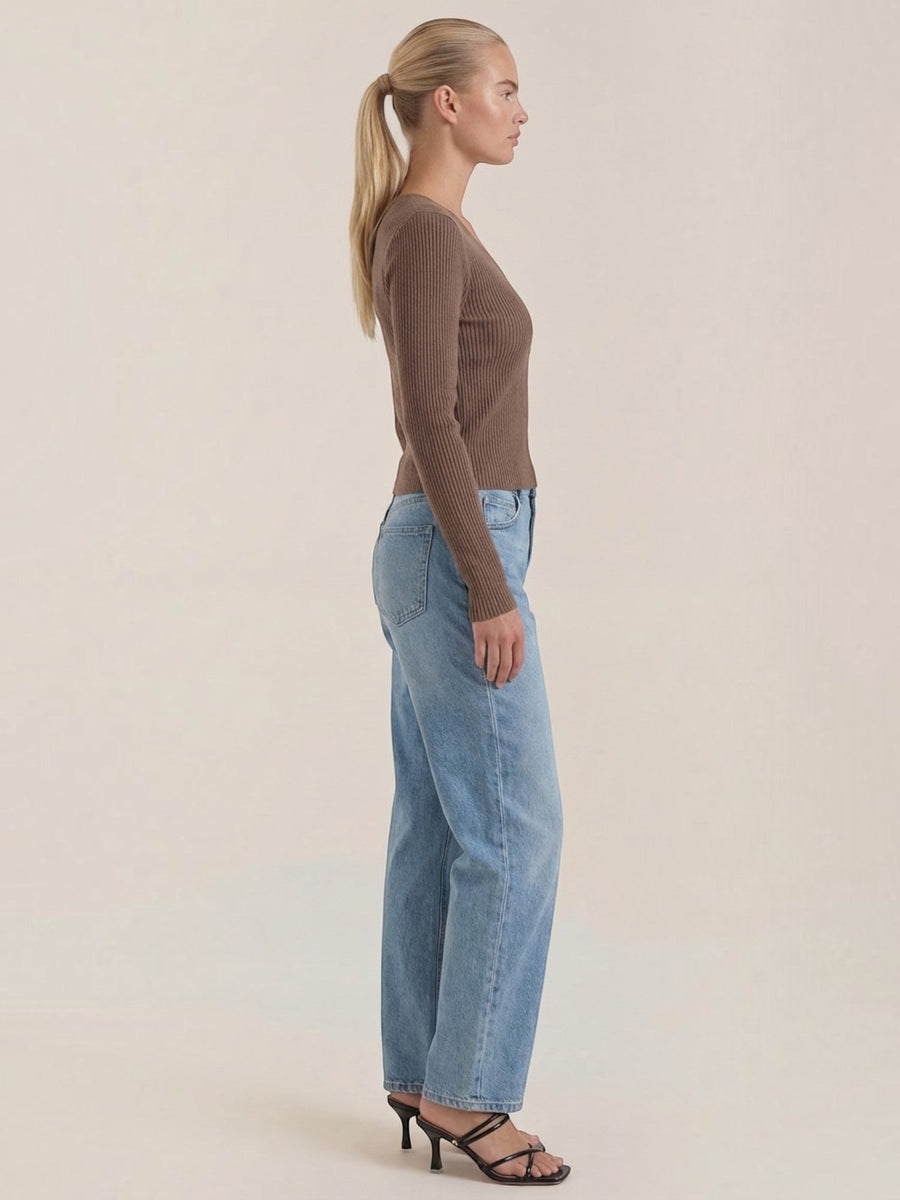 Michelle Ribbed V Neck Sweater