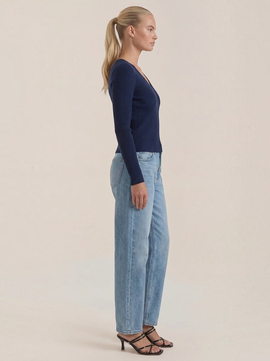 Michelle Ribbed V Neck Sweater