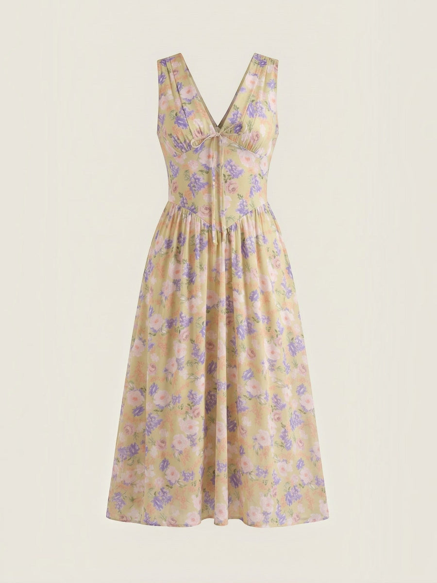 Cassiopeia Corset Style V Neck Midi Sundress