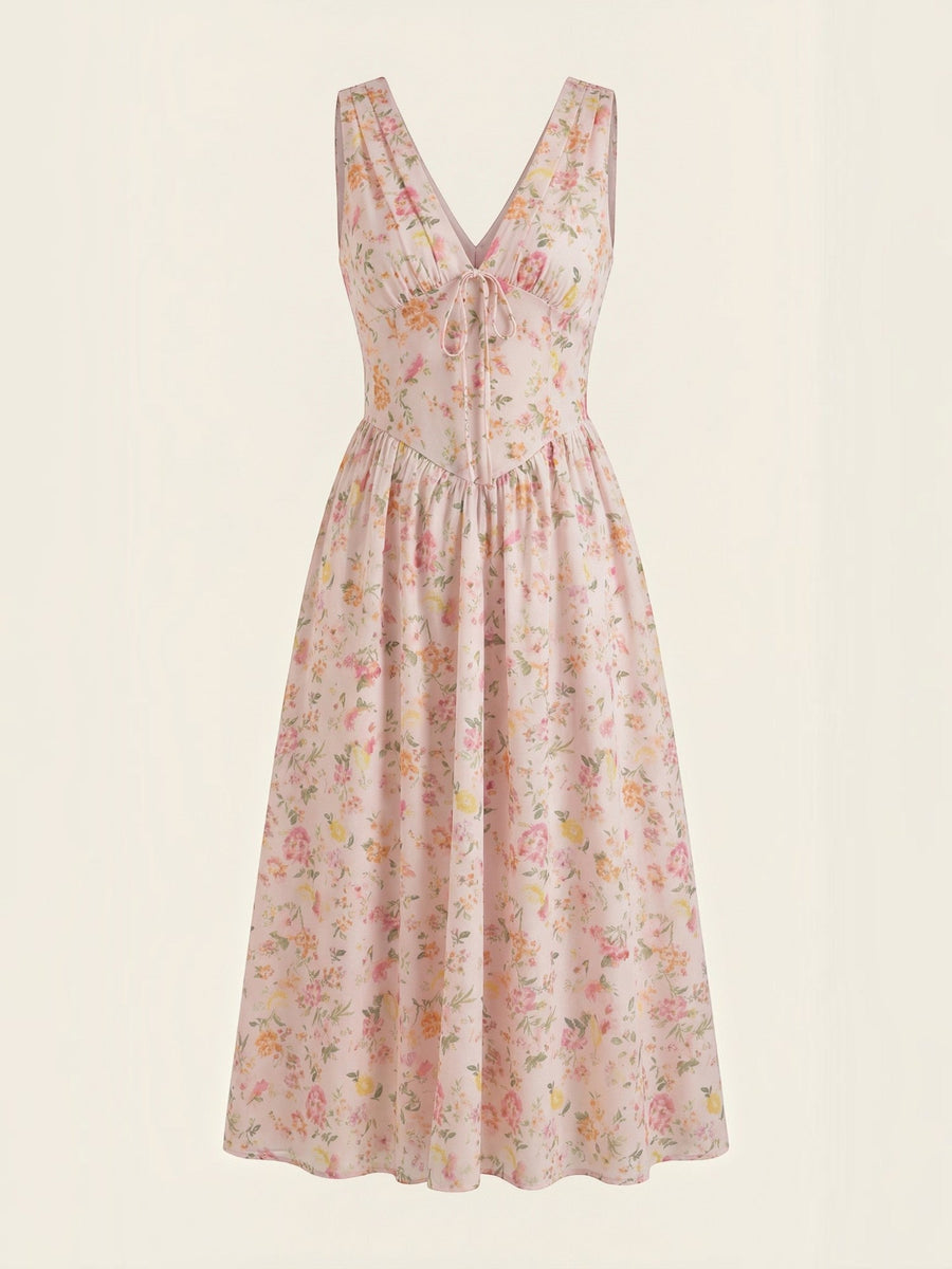 Cassiopeia Corset Style V Neck Midi Sundress