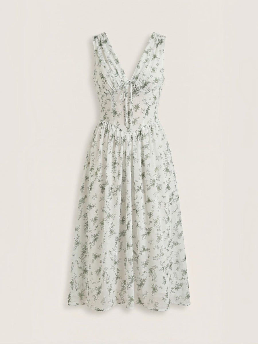 Cassiopeia Corset Style V Neck Midi Sundress