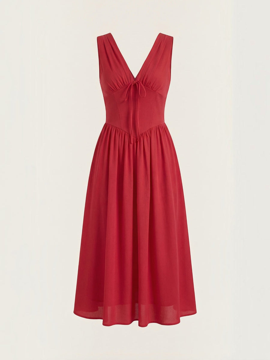 Cassiopeia Corset Style V Neck Midi Sundress
