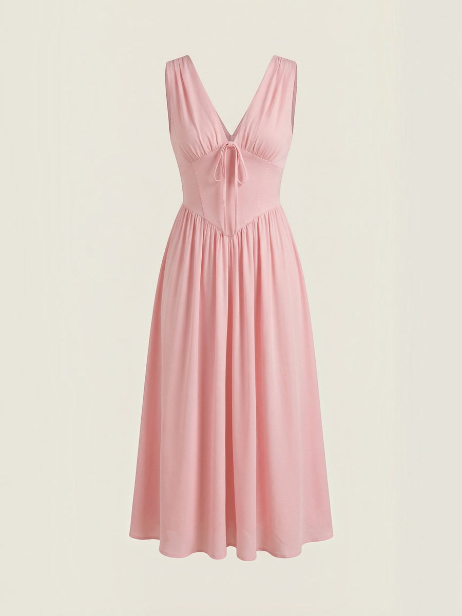 Cassiopeia Corset Style V Neck Midi Sundress