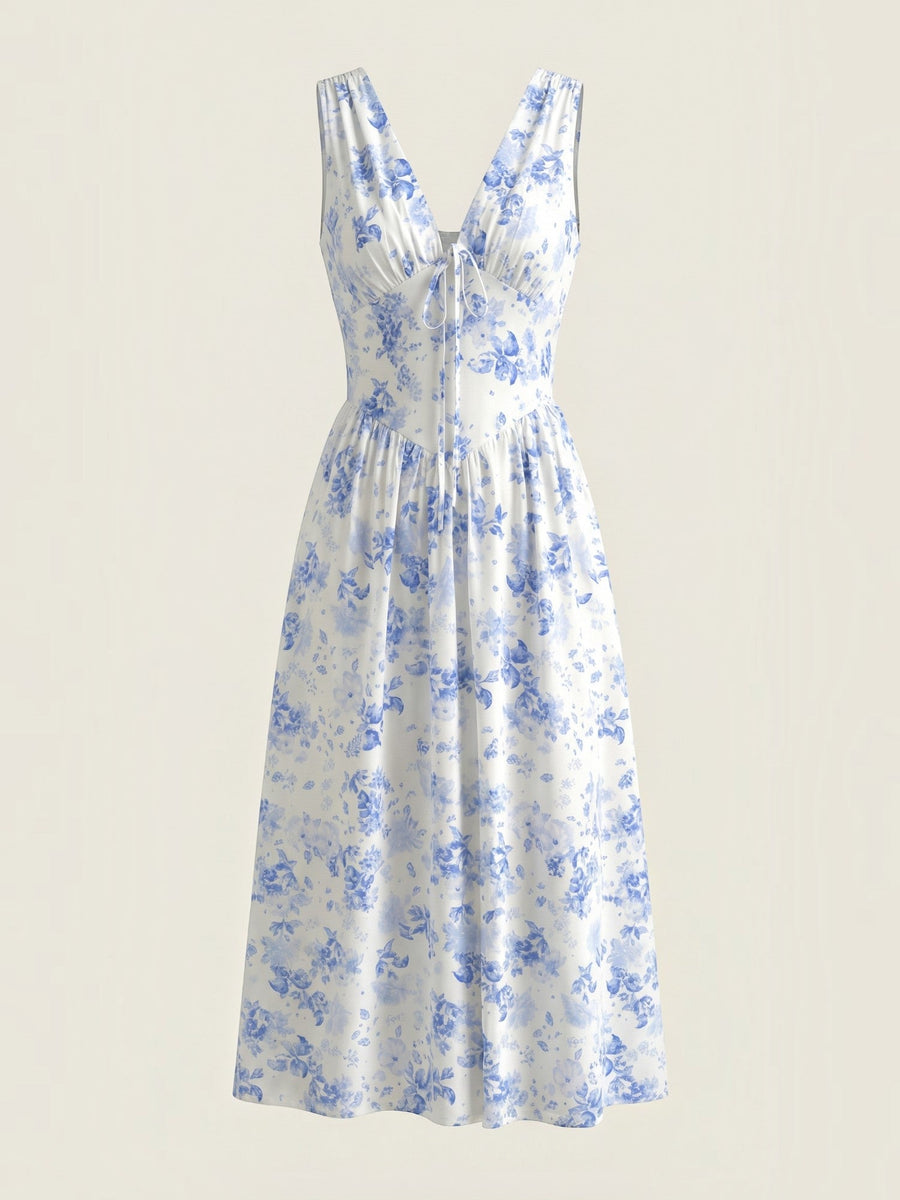 Cassiopeia Corset Style V Neck Midi Sundress