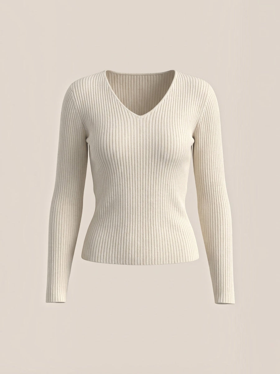 Michelle Ribbed V Neck Sweater