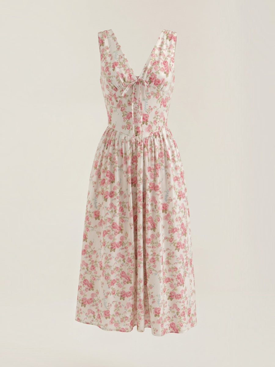 Cassiopeia Corset Style V Neck Midi Sundress