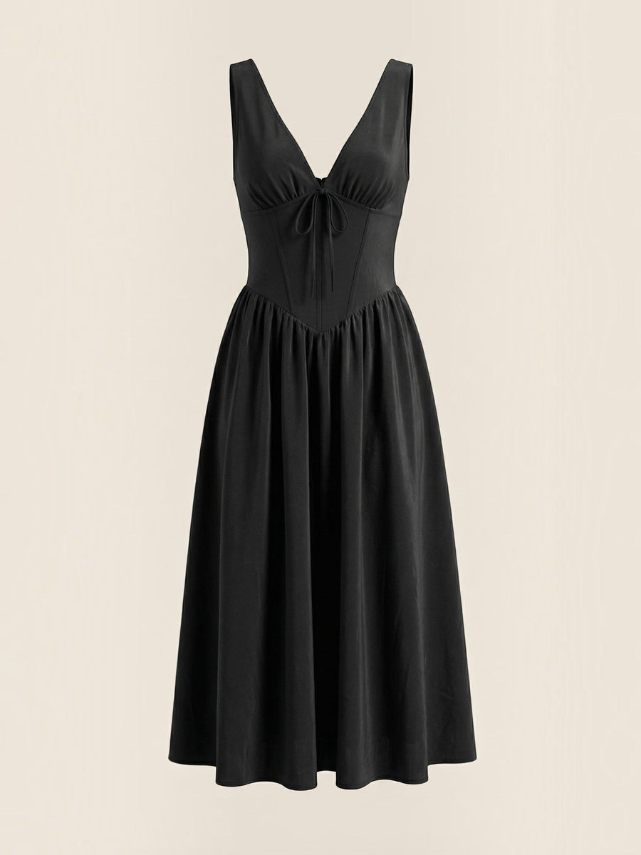 Cassiopeia Corset Style V Neck Midi Sundress