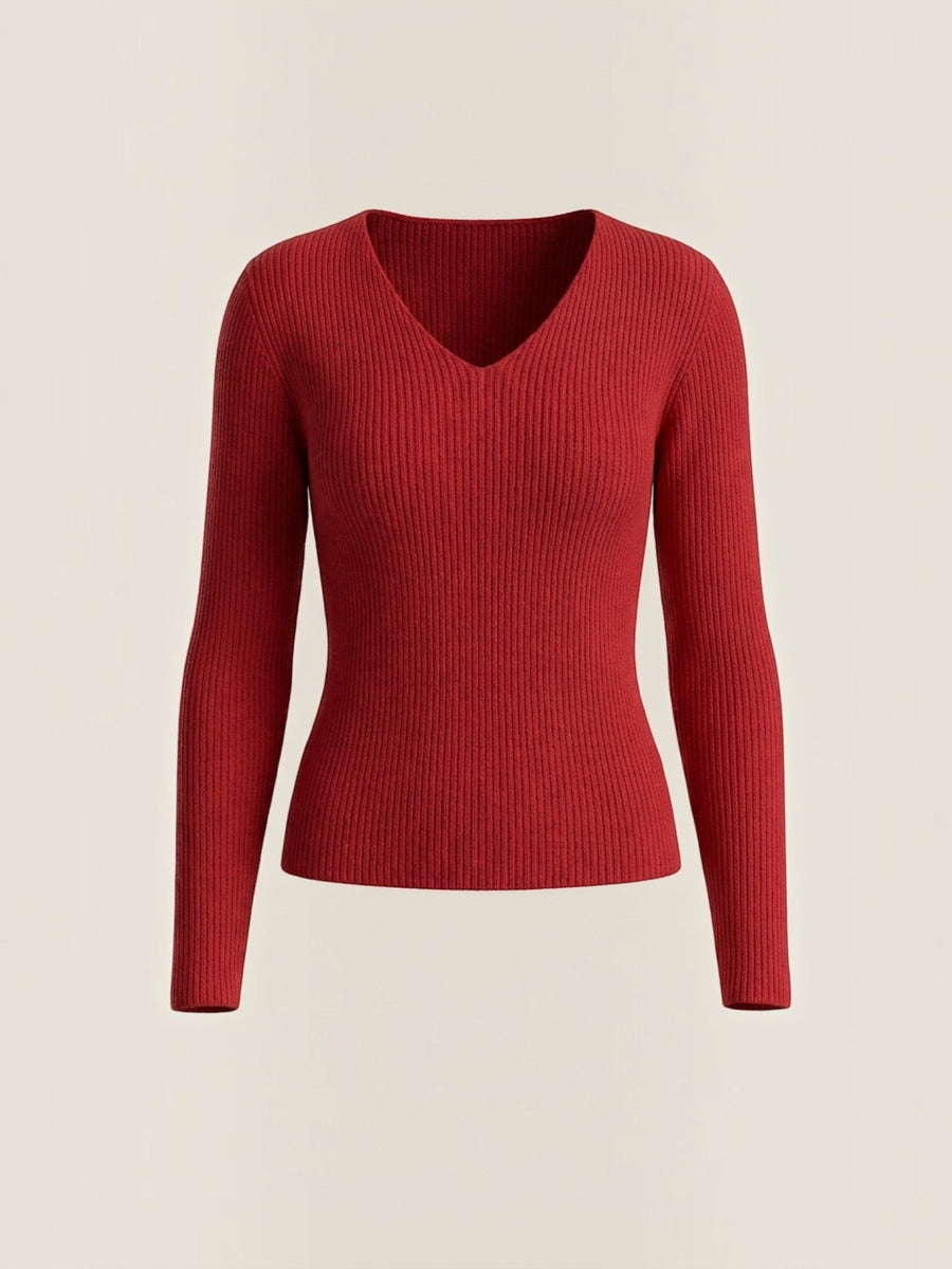 Michelle Ribbed V Neck Sweater