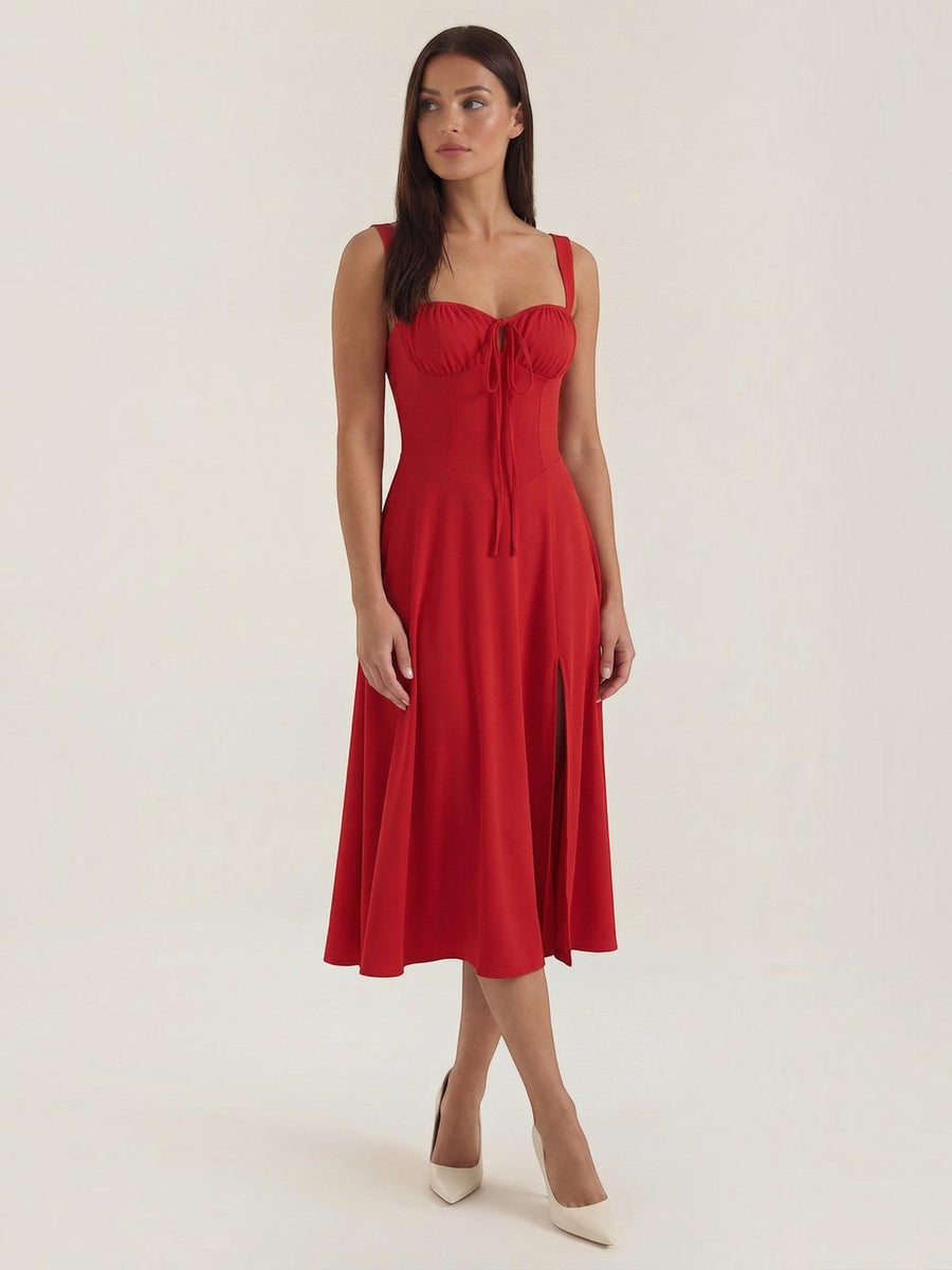 Jade Lace Up Corset Style Midi Dress