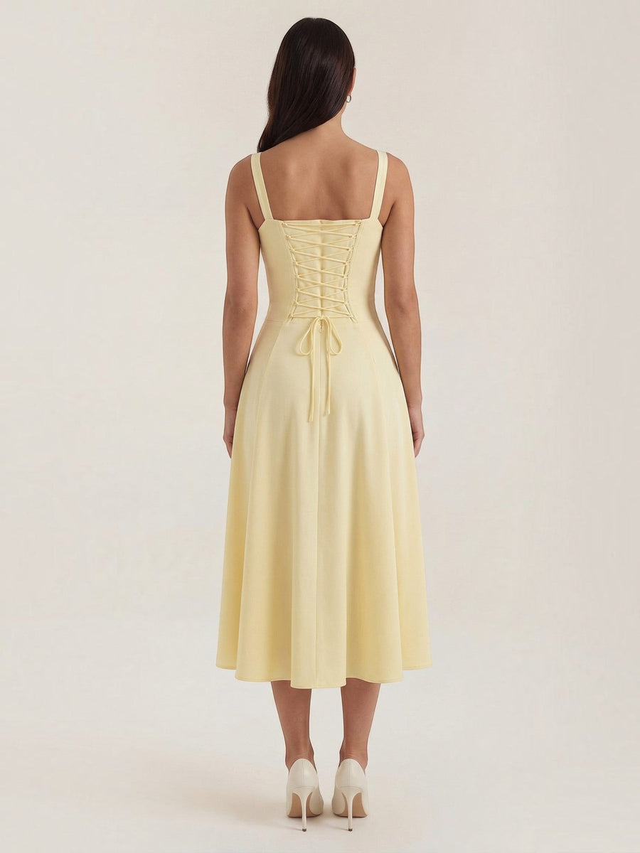 Jade Lace Up Corset Style Midi Dress