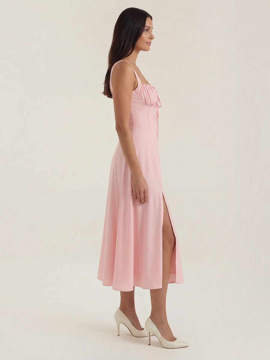 Jade Lace Up Corset Style Midi Dress