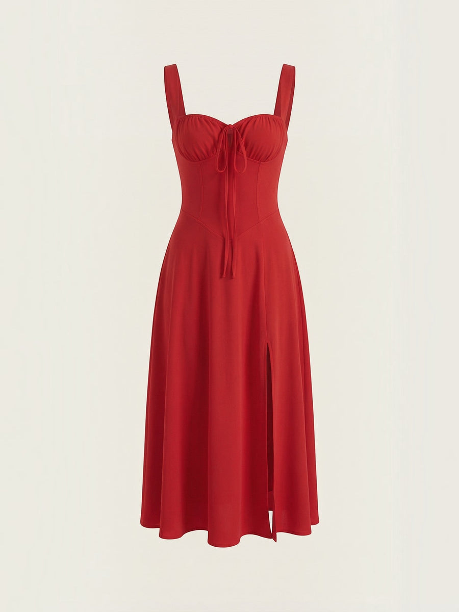 Jade Lace Up Corset Style Midi Dress