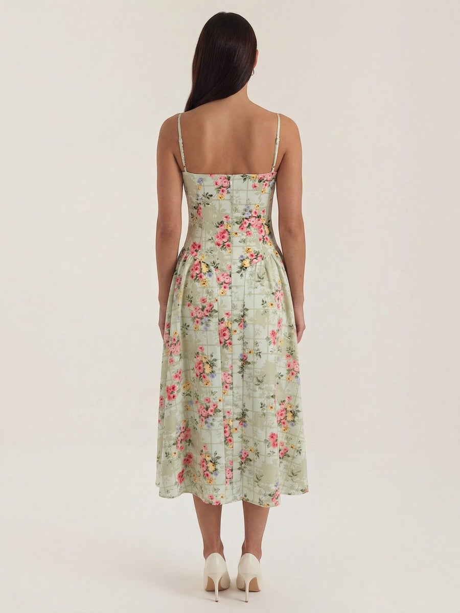 Odette Corset Style Strappy Midi Dress