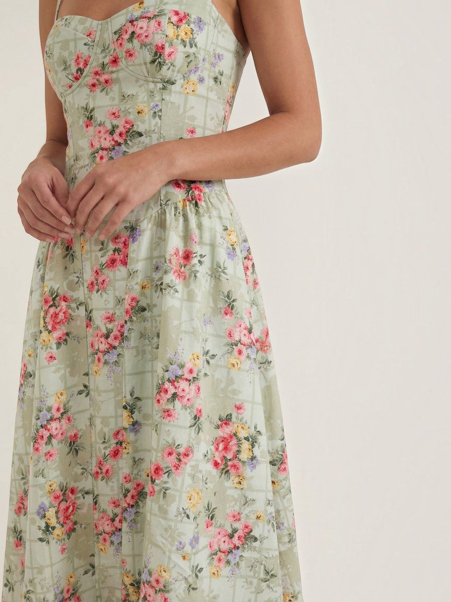 Odette Corset Style Strappy Midi Dress
