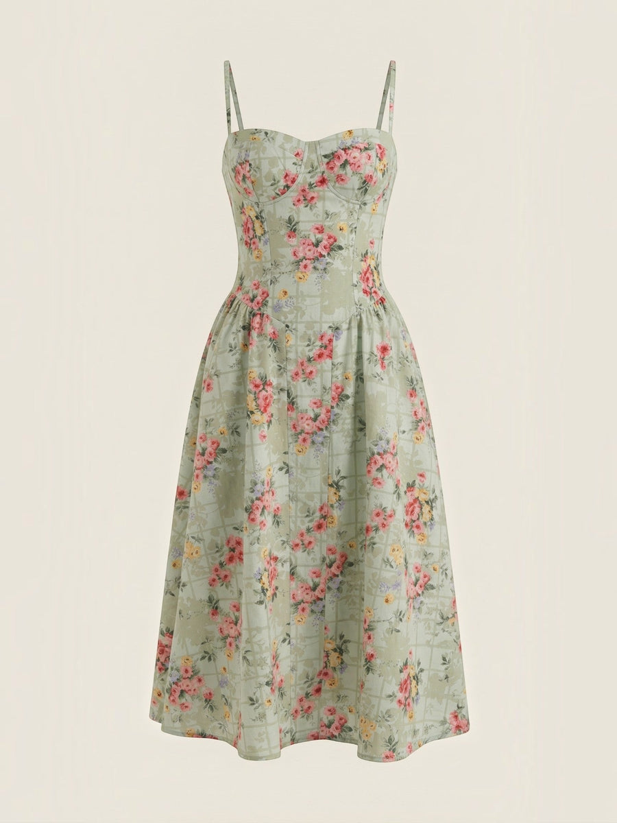 Odette Corset Style Strappy Midi Dress
