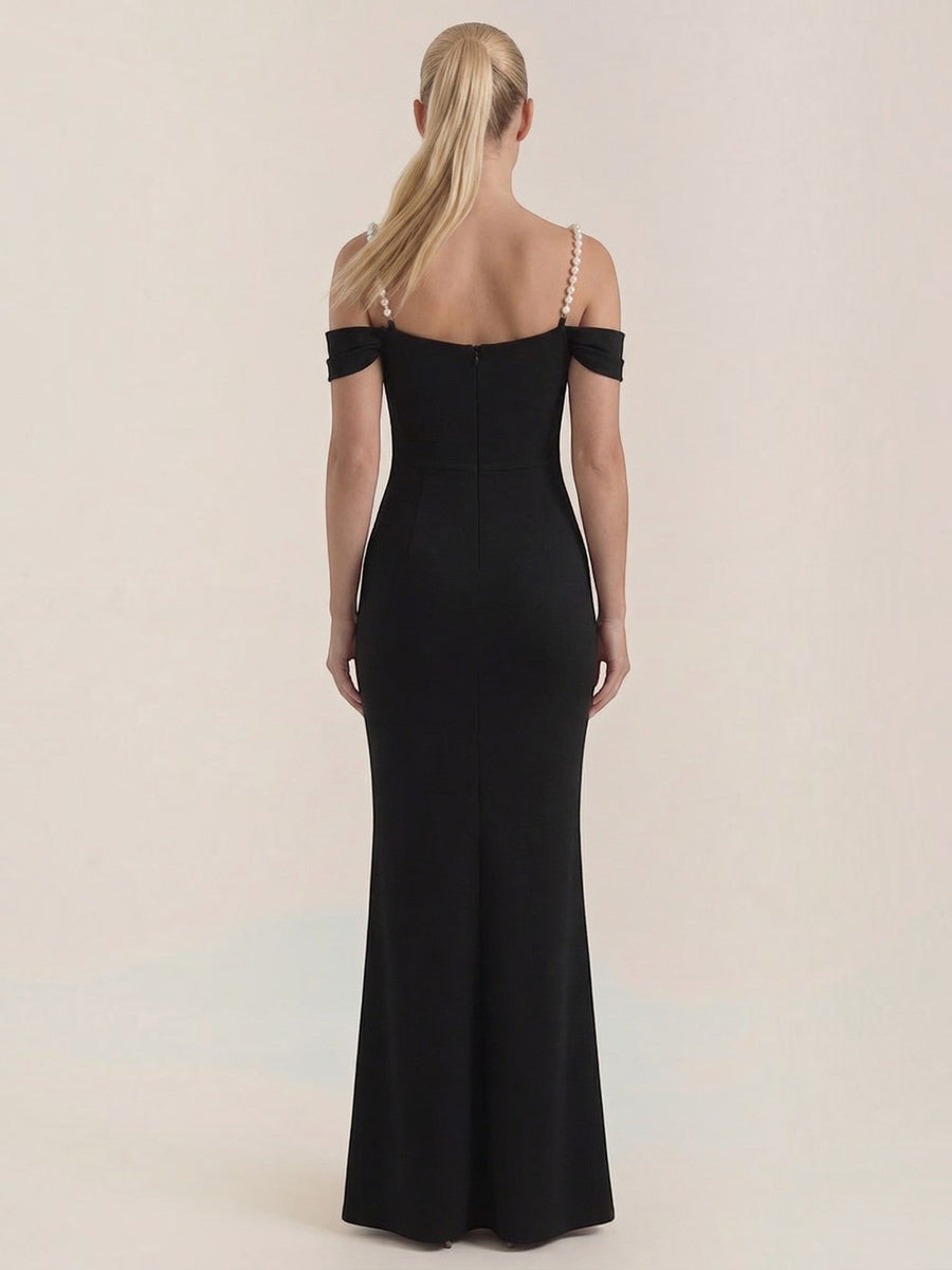 Daphne Off Shoulder Fitted Maxi Dress with Slit