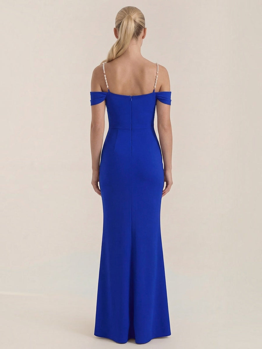 Daphne Off Shoulder Fitted Maxi Dress with Slit