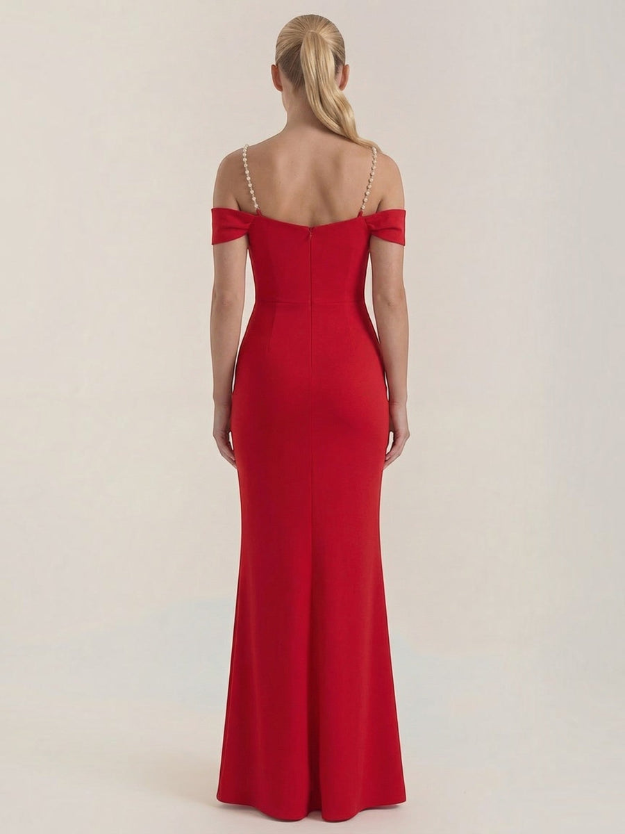 Daphne Off Shoulder Fitted Maxi Dress with Slit