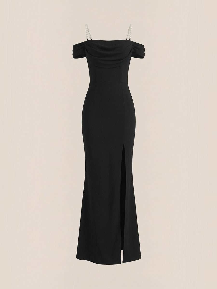 Daphne Off Shoulder Fitted Maxi Dress with Slit