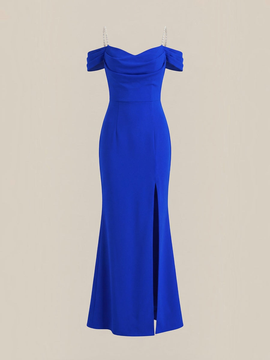 Daphne Off Shoulder Fitted Maxi Dress with Slit