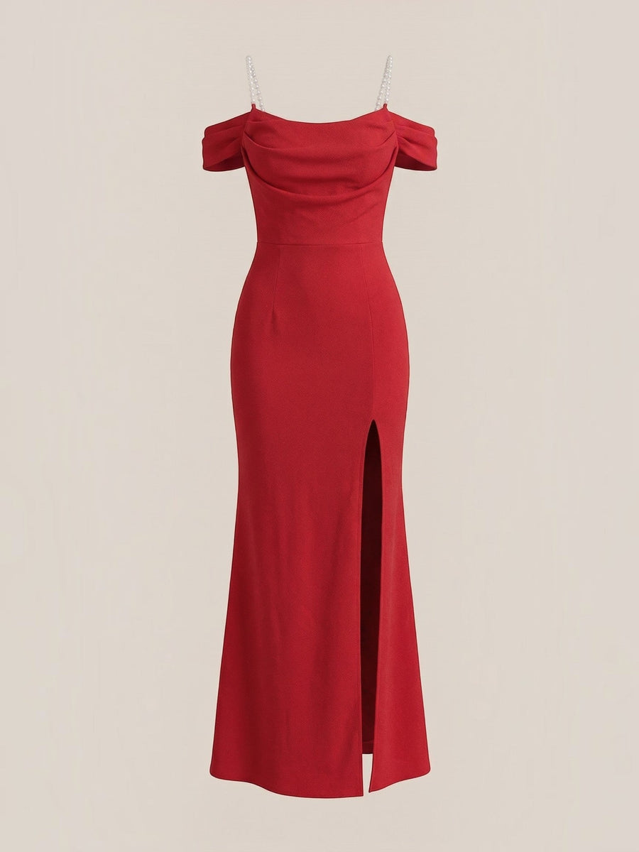 Daphne Off Shoulder Fitted Maxi Dress with Slit