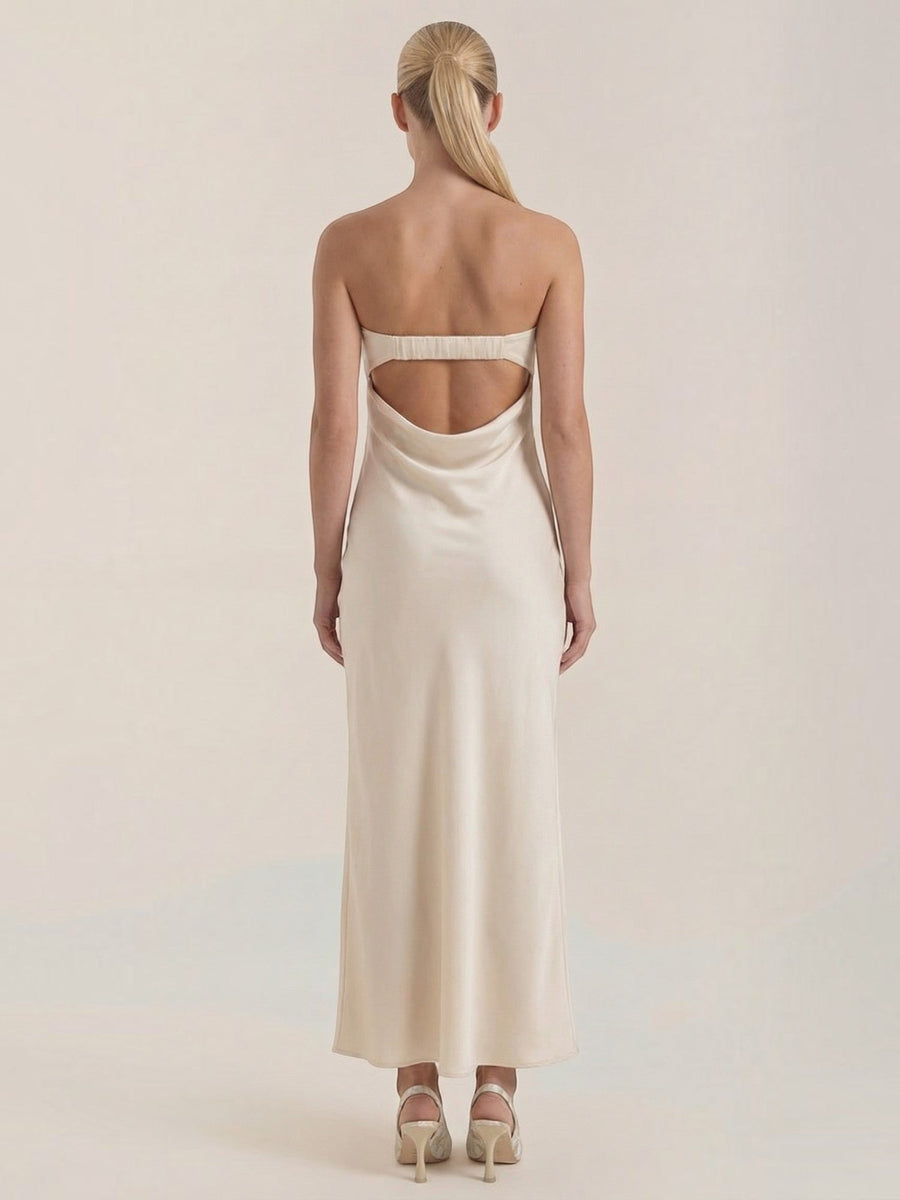 Elsa Strapless Fitted Maxi Evening Dress