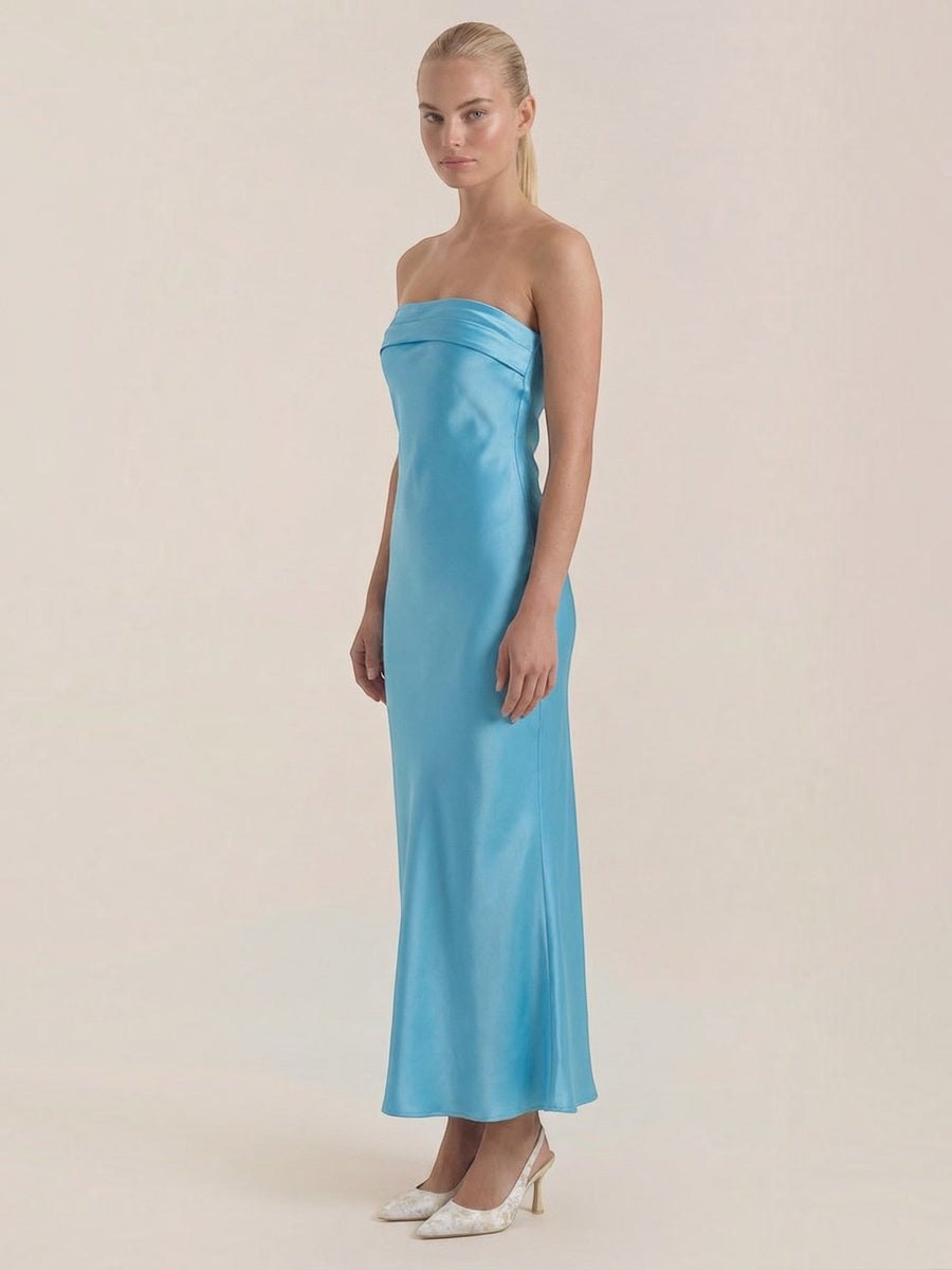 Elsa Strapless Fitted Maxi Evening Dress