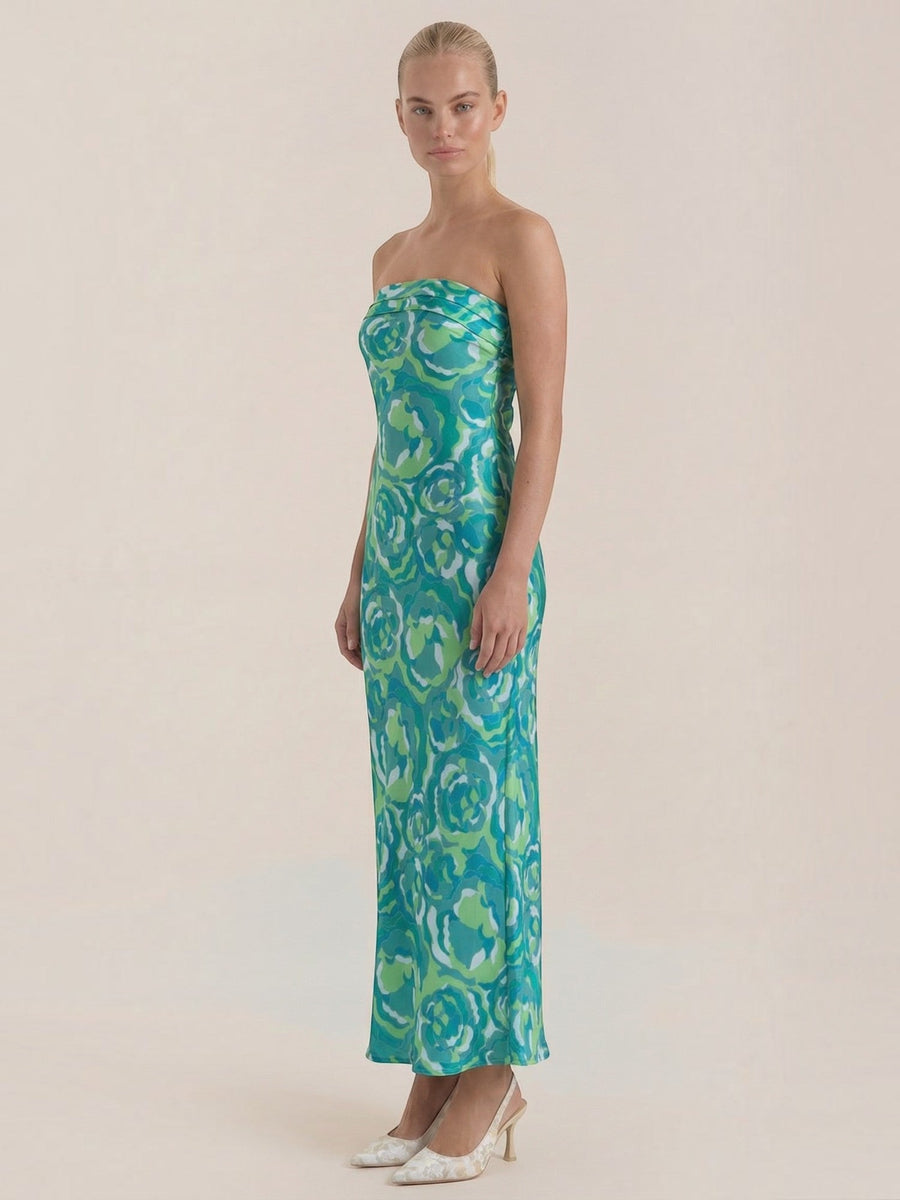 Elsa Strapless Fitted Maxi Evening Dress