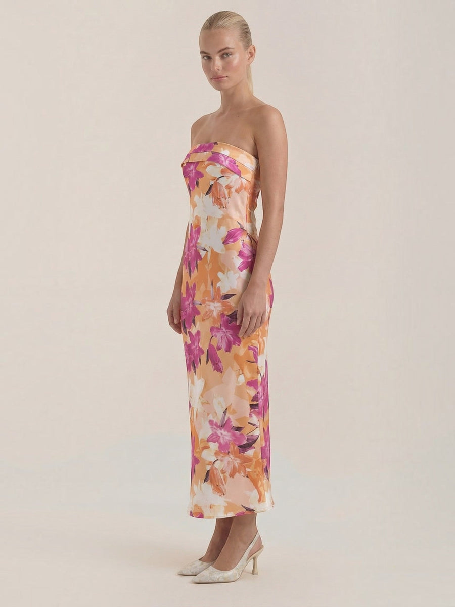 Elsa Strapless Fitted Maxi Evening Dress