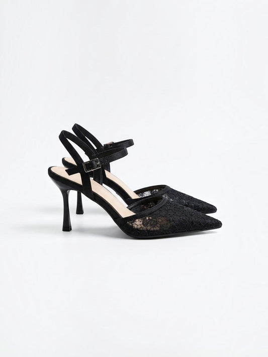 Jessara Lace Pointed Toe Slingback Pumps
