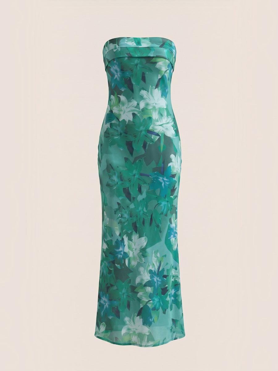 Elsa Strapless Fitted Maxi Evening Dress