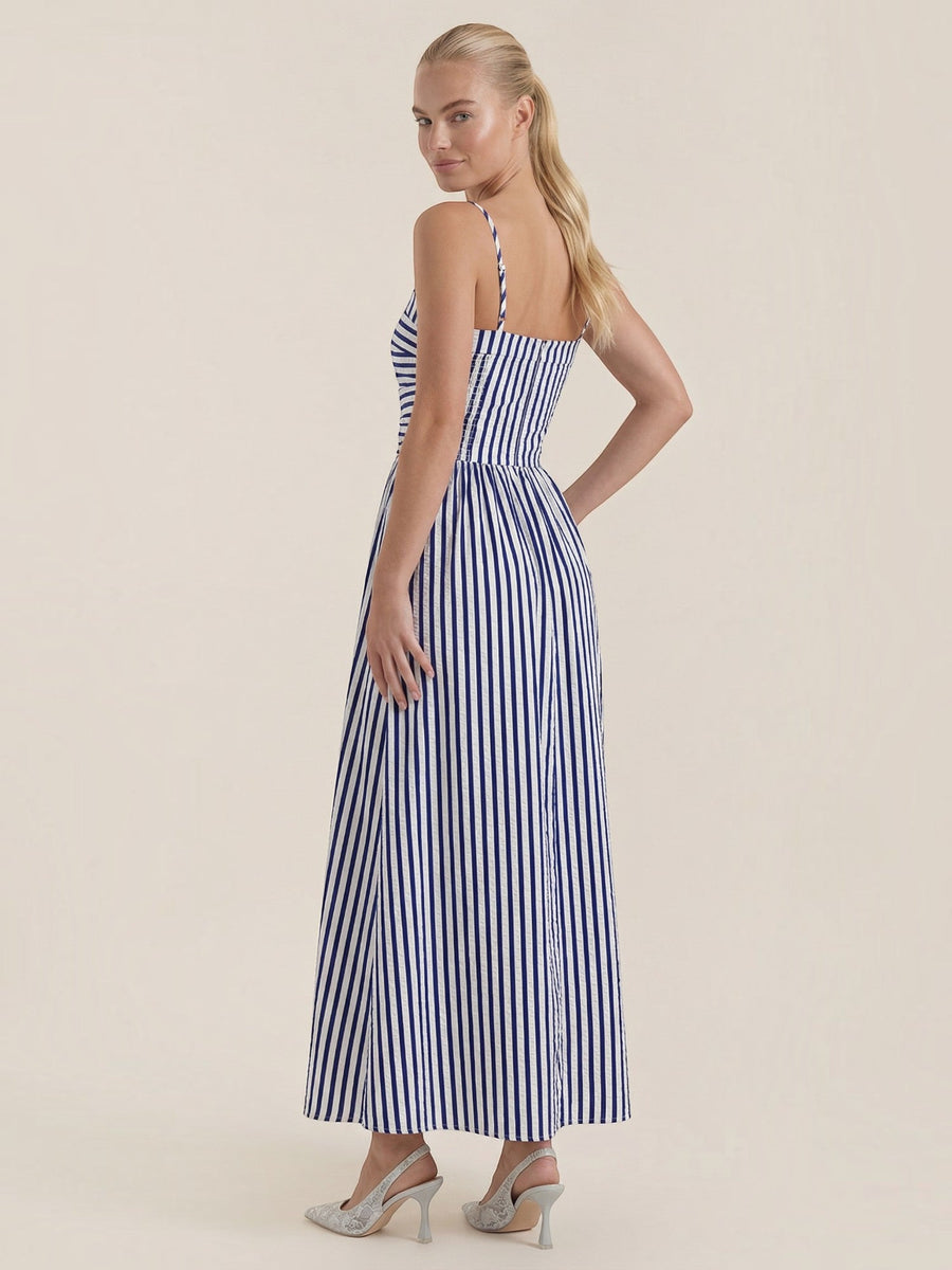 Sandra Striped Square Neck Maxi Sundress