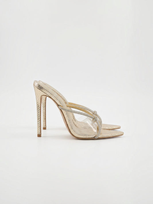 Venettia Rhinestone Strap Heeled Mules