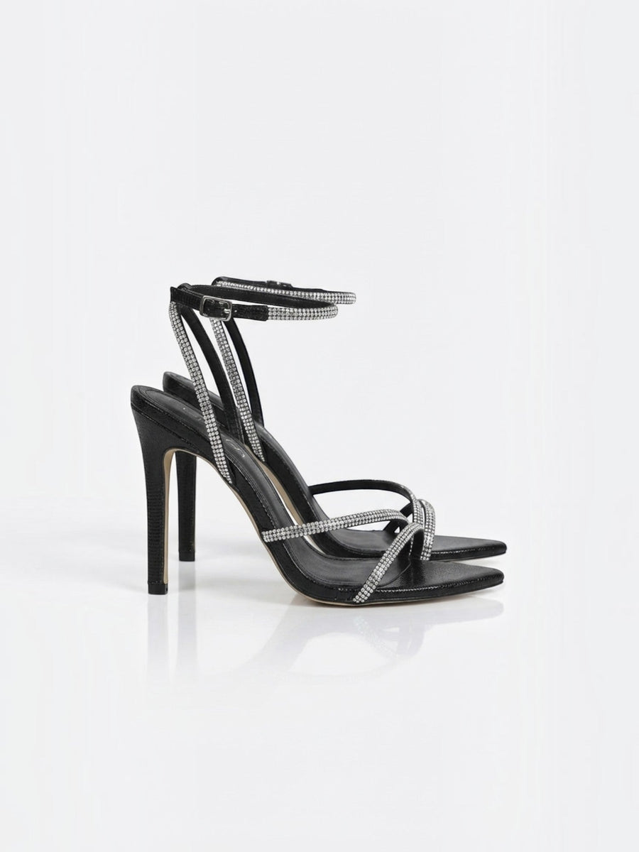 Virelle Rhinestone Strap Heeled Sandals