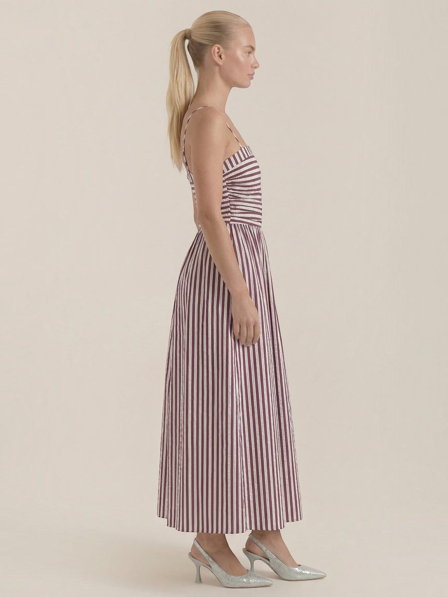 Sandra Striped Square Neck Maxi Sundress