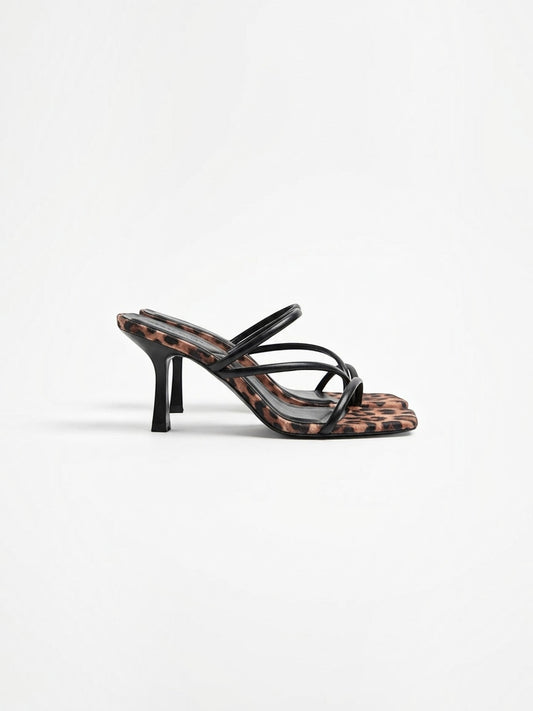 Delphine Strappy Curved Heel Mules