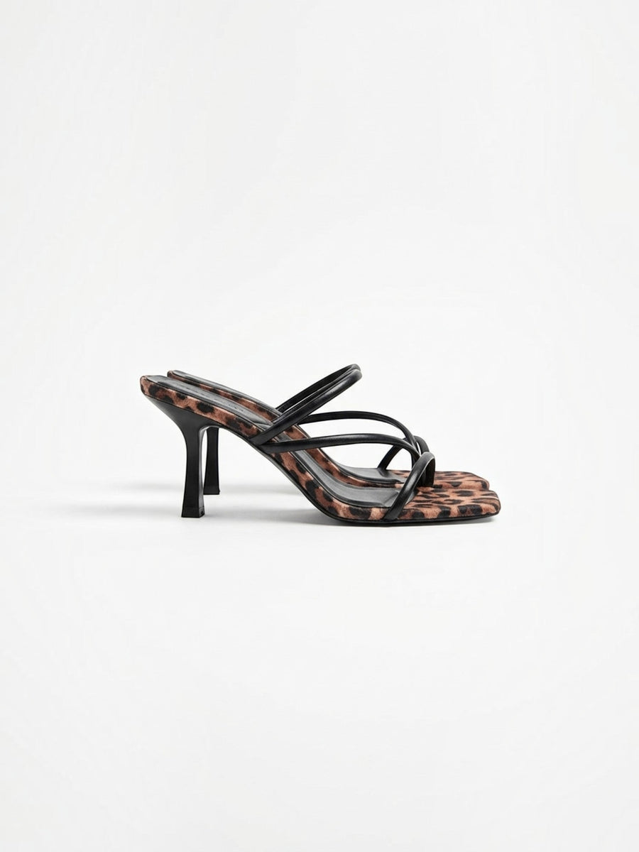 Delphine Strappy Curved Heel Mules