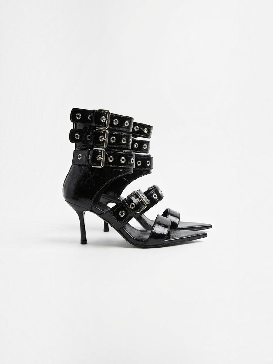 Elenique Buckle Strap Pointed Toe Heels